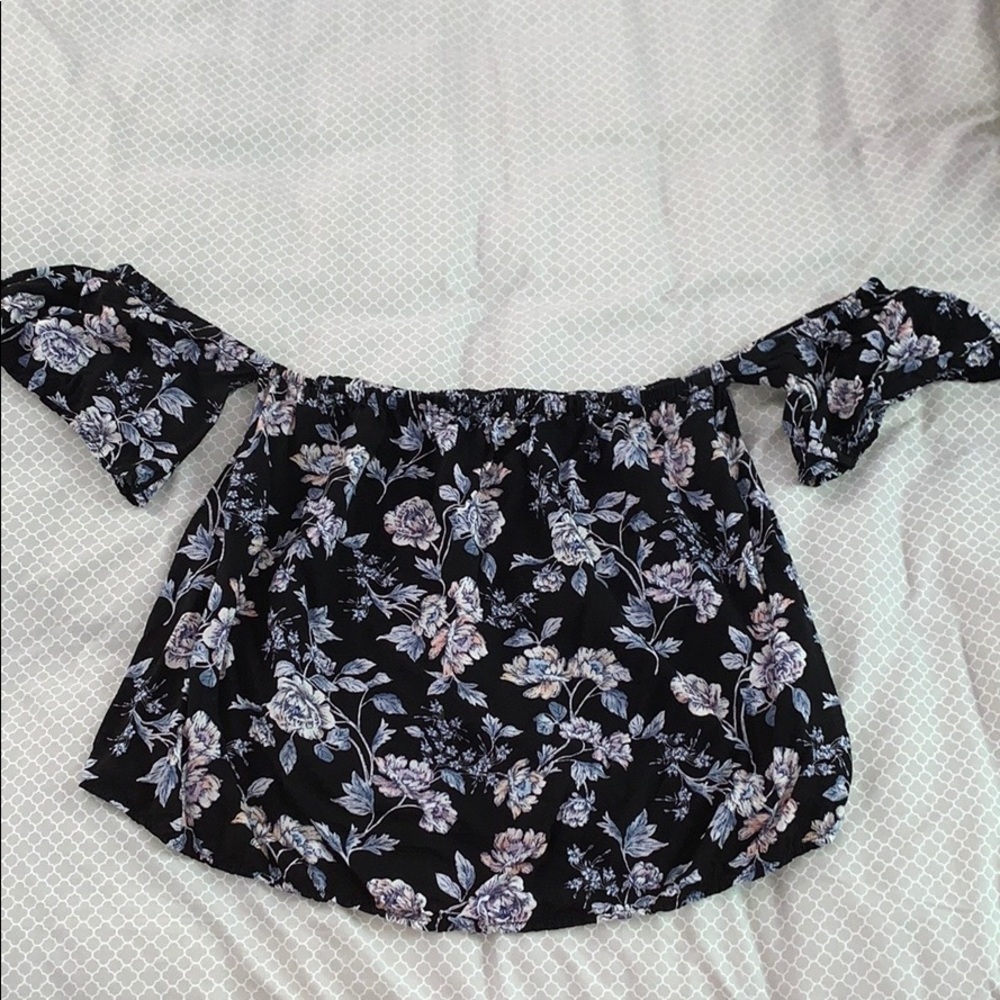 american eagle off the shoulder floral shirt